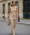 Belgravia Satin Co-ord – Strapless Top & High-Waist Pants