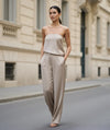 Belgravia Satin Co-ord – Strapless Top & High-Waist Pants