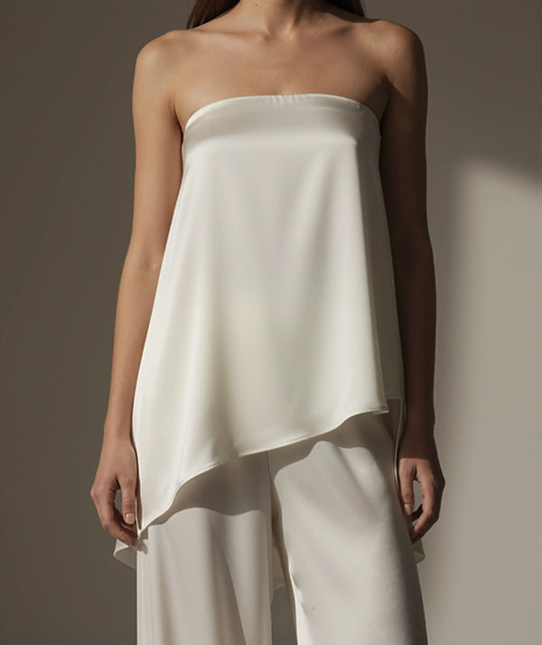 Belgravia Satin Co-ord – Strapless Top & High-Waist Pants